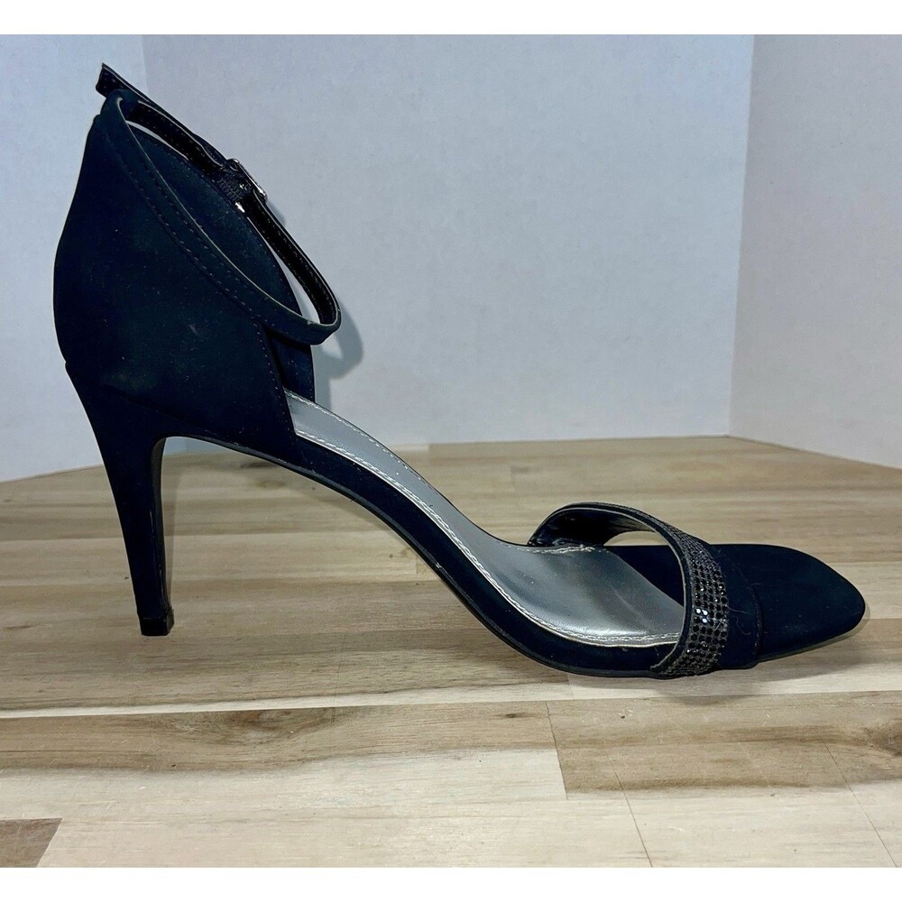 IMPO Tatum Bling Heels Black Rhinestone Toe Ankle Strap Buckle Women’s Size 8.5M - Picture 3 of 9